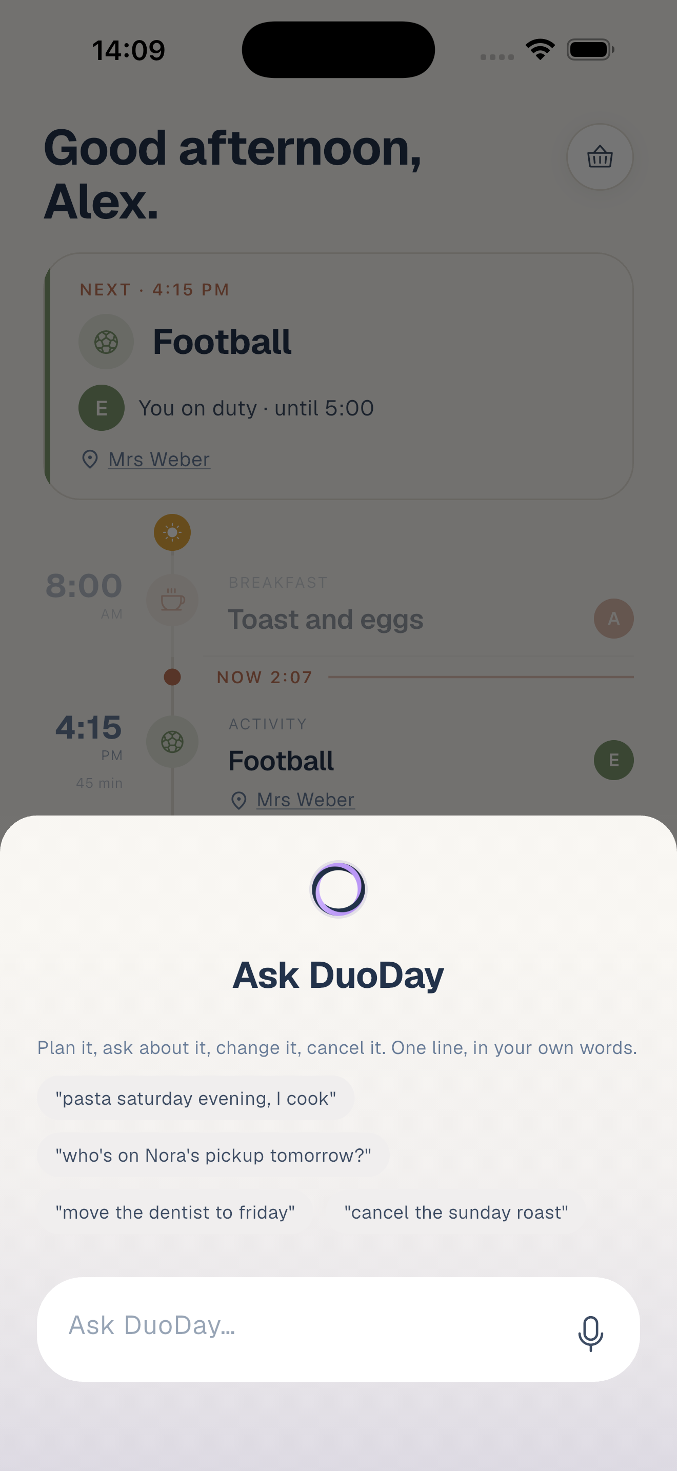 The assistant sheet, waiting for a sentence.